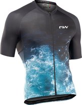 Northwave Water Short Sleeve Jersey Men, zwart/blauw Maat M