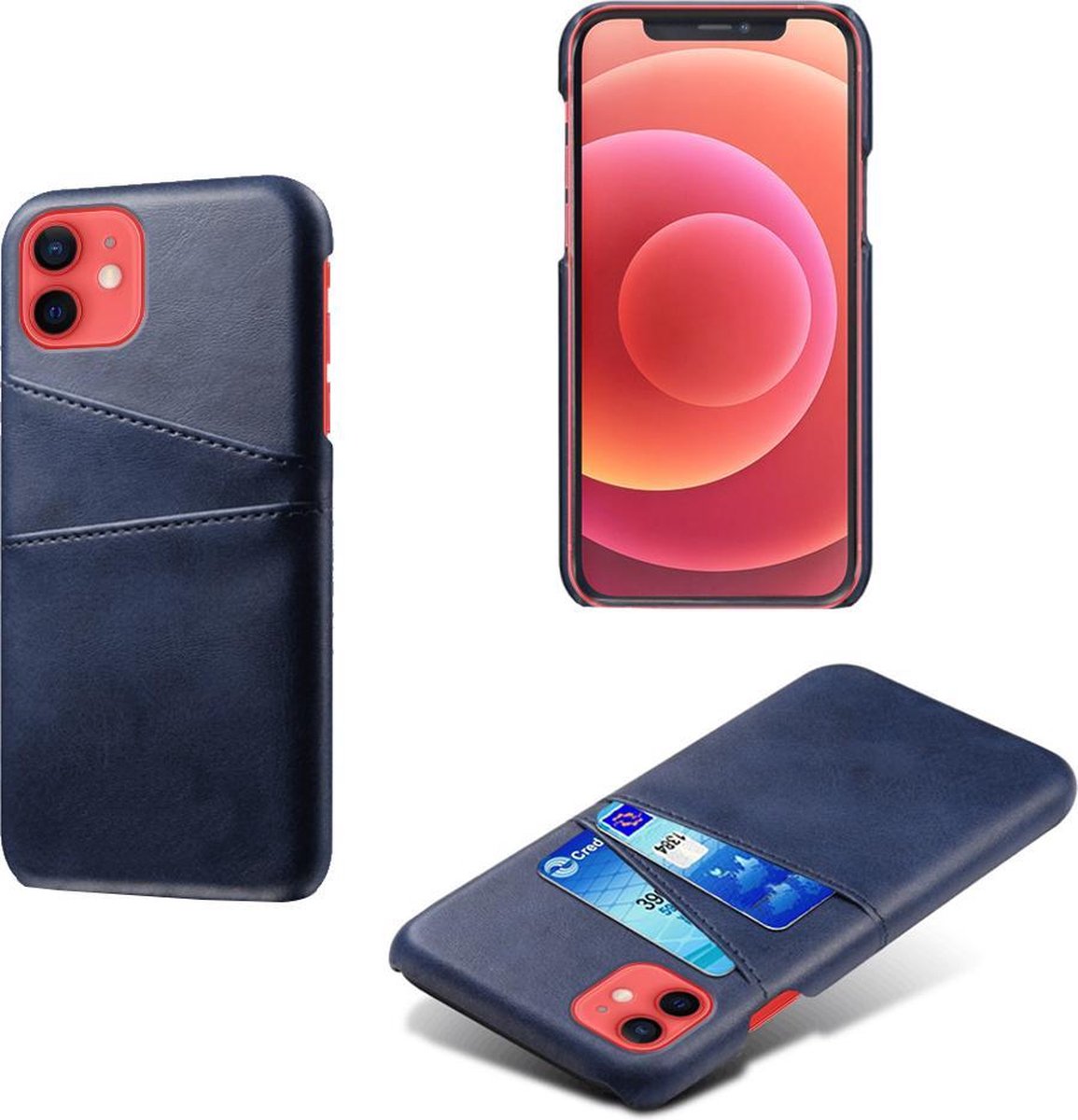 Backcover met Opbergvakjes + PMMA Screenprotector voor iPhone 12 Mini _ Blauw