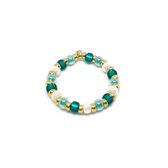 Ring stainless steel ''zirkoon stone blue'' verstelbaar, one size ring, goudkleurig, waterproof, verstelbare ring, cadeau