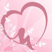 Tuinposter - Retro - Hart / Hartjes in roze / wit - 80 x 80 cm