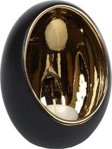 Standing Egg | Marrakesh | theelichthouder | zwart goud | keramiek | D 11,5 cm H 15 cm