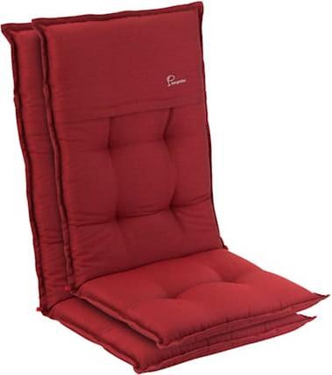 blumfeldt Coburg Tuinkussen - Set van 2 stoelkussen - zitkussen - hoge rug tuinstoel - 53 x 117 x 9cm - UV-bestendig polyester - Rood