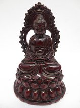 Boeddhabeeld Rood - Boeddha in Meditatie - Zittend op Lotus – 14,5 cm