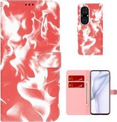 Voor Huawei P50 Pro Cloud Fog Pattern Horizontal Flip Leather Case met Houder & Card Slot & Wallet (Rood)