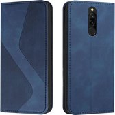 Voor Xiaomi Redmi 8/8A Skin Feel Magnetisch S-type Effen Kleur Horizontale Flip Lederen Case met Houder & Kaartsleuf & Portemonnee (Blauw)