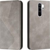 Voor Xiaomi Redmi 9 Skin Feel Magnetisch S-type Effen Kleur Horizontale Flip Lederen Case met Houder & Kaartsleuf & Portemonnee (Grijs)