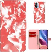 Voor Xiaomi Redmi K40 / K40 Pro / Poco F3 Cloud Fog Pattern Horizontal Flip Leather Case met houder & kaartsleuf & portemonnee (rood)