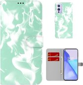 Voor OnePlus 9 Cloud Fog Pattern Horizontal Flip Leather Case met Houder & Kaartsleuf & Portemonnee (Mintgroen)