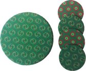 Jacqui's Arts & Designs - set van 5 onderzetters - shweshwe stof - Afrikaanse stof - woonaccessoires - groen - roze - handgemaakt - kurk - glasonderzetters - pannenonderzetter