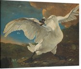 De bedreigde zwaan, Jan Asselijn - Foto op Canvas - 60 x 45 cm