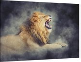 Grommende Leeuw in rook - Foto op Canvas - 60 x 40 cm