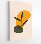 Botanical wall art vector set. Earth tone boho foliage line art drawing with abstract shape. 1 - Moderne schilderijen – Vertical – 1831787014 - 40-30 Vertical