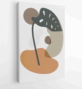 Foliage line art drawing with abstract shape. Abstract Plant Art design for print, cover, wallpaper, Minimal and natural wall art. 2 - Moderne schilderijen – Vertical – 1823785481