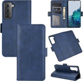 Samsung Galaxy S21 Plus (S21+) hoesje, MobyDefend Luxe Wallet Book Case (Sluiting Zijkant), Blauw | GSM Hoesje / Telefoonhoesje Geschikt Voor: Samsung Galaxy S21 Plus (S21+)