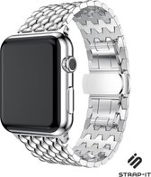 Stalen Smartwatch bandje - Geschikt voor Apple Watch stalen draak bandje - zilver - Strap-it Horlogeband / Polsband / Armband - Maat: 42mm & 44mm