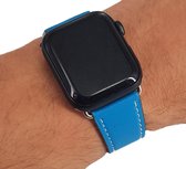 Geschikt voor Apple Watch bandje 42 / 44 / 45 mm - Series 1 2 3 4 5 6 7 SE - Smartwatch iWatch horloge band - 42mm 44mm 45mm - Fungus - PU Leer - Blauw - Net