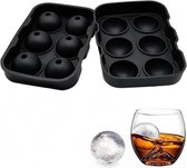 6 ronde ijsblokjes - Siliconen vorm met deksel - whiskey ijs - 6x ice ball - Vaatwasser bestendig - voor Gin, Whisky & cocktails – Zwart