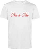 Nee is Nee T-shirt - Wit T-shirt korte mouw - Maat S - 100% Cotton