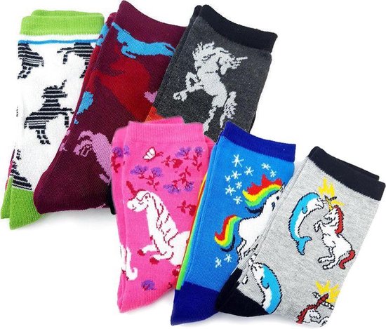 3 paar random kindersokken met unicorn print - maat 23-26