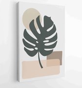 Botanical wall art vector set. Tropical Foliage line art drawing with abstract shape. 3 - Moderne schilderijen – Vertical – 1810070350 - 50*40 Vertical
