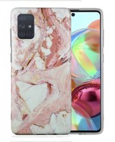 Samsung Galaxy A42 Marmer Case | Back Cover | TPU Telefoonhoesje | Roze / Wit