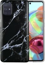 Samsung Galaxy A42 Marmer Case | Back Cover | TPU Telefoonhoesje | Zwart / Wit