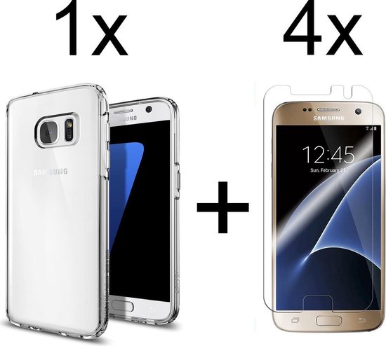 Coque Samsung Galaxy S7 Housse en silicone transparente - 4x Protecteur  d'écran... | bol