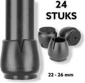Stoelpootbeschermers Eldur - 24 Stuks - Zwart - 22-26mm - Stoelpoot doppen - Vloerbescherming Stoelpoten - Stoeldoppen