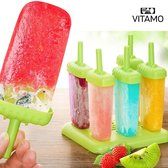 VITAMO™ IJslolly Vormen - IJsvormpjes - IJsjeshouder - Zelf ijsjes en ijsblokjes maken - Anti-knoei - Complete set met trechter en borsteltje - BPA-vrij - 6 Stuks - Groen