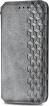 Sony Xperia 10 II Hoesje - Mobigear - Square Serie - Kunstlederen Bookcase - Grijs - Hoesje Geschikt Voor Sony Xperia 10 II