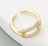 Ring met witte steentjes | goud gekleurd
