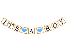 Geboorte slinger jongen - Babydouche It's a boy feestslinger - blauw babyshower versiering - baby babykamer decoratie - Hoera een jongen