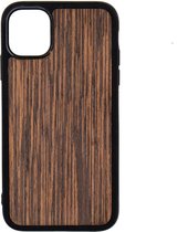 Apple Iphone 11 Houten GSM Hoesje Wenge Hout Shockproof TPU Case Hoes Uniek Design Telefoon Zwart Protection Geschenk Kerstmis Vaderdag Moederdag Verjaardag