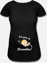 Zwangerschaps T-shirt - See you in December - maat M