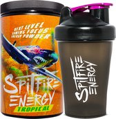 Spitfire Energy Drink voor Gamers - Tropical ProPack - Gaming Energy Powder - 500gr Tub + Pro Shaker - 50 servings - Low Sugar - Vegan