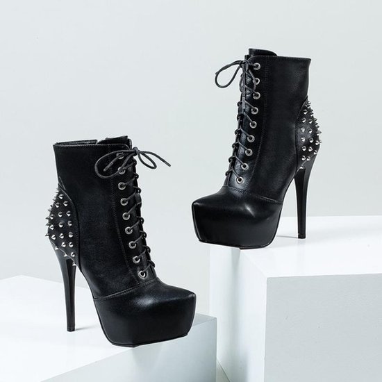 Studded laarzen met platform zool en stiletto hakken grote maat (45) zwart  | bol.com