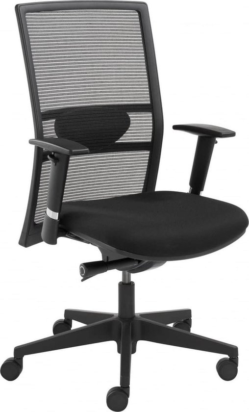 ABC Kantoormeubelen ergonomische en-1335 genormeerde bureaustoel 1514 chroom frame met rug in zwart