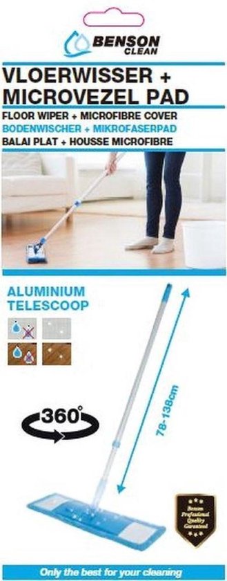 Myiosus Mop and Bucket Set, Poetsemmer met Dweil, Floor Mop met Uitwringfunctie, 10 Microvezel Wisserpads Inbegrepen, Wisserset voor Hardhouten Tegels, Marmer, Laminaat