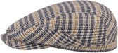 Stetson klassieke wollen flatcap winter pet met ruitje beige blauw maat 58 centimeter