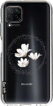 Casetastic Huawei P40 Lite Hoesje - Softcover Hoesje met Design - Line Art Flower Print