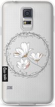 Casetastic Samsung Galaxy S5 / Galaxy S5 Plus / Galaxy S5 Neo Hoesje - Softcover Hoesje met Design - Line Art Flower Print