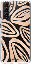 Casetastic Samsung Galaxy S21 Plus 4G/5G Hoesje - Softcover Hoesje met Design - Leaves Coral Print