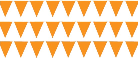 3x stuks sterke oranje vlaggenlijnen 3.5 meter voor binnen en buiten - 12 vlaggetjes - Nederland oranje supporters versiering