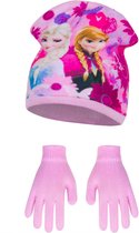 Disney Frozen muts + handschoenen - roze - maat 52