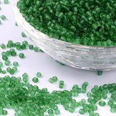 Rocaille's frosted, licht groen, 2 mm, 20 gram