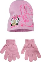Disney Minnie Mouse muts + handschoenen - roze - maat 52