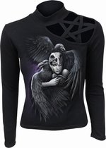 Spiral Longsleeve top -XL- CROW QUEEN Zwart