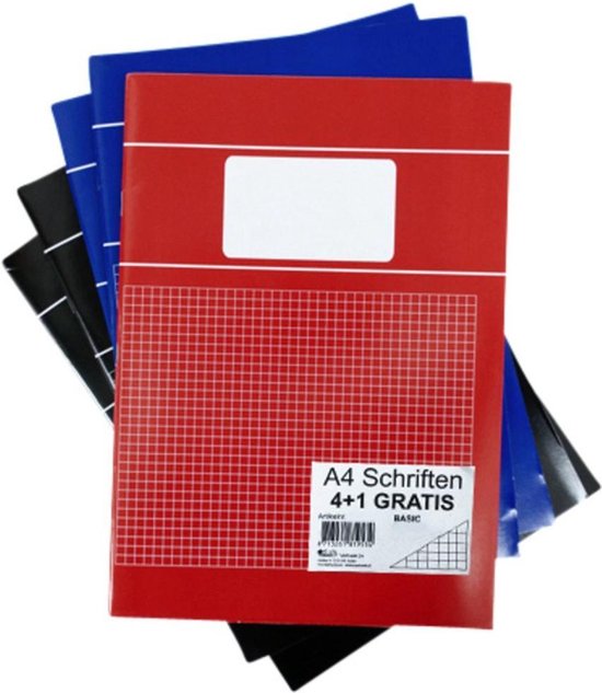 Pakket van 25x stuks schoolschriften A4 ruitjes/wiskunde - gekleurd -  rekenschriften... | bol.com