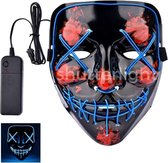 Shutterlight® Halloween Purge Masker - Blauw - 3 standen - LED