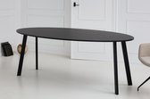 Eikentafel Ovaal - Zwart 2cm blad - I-Poot schuin - Voordeeltafel - eiken tafel